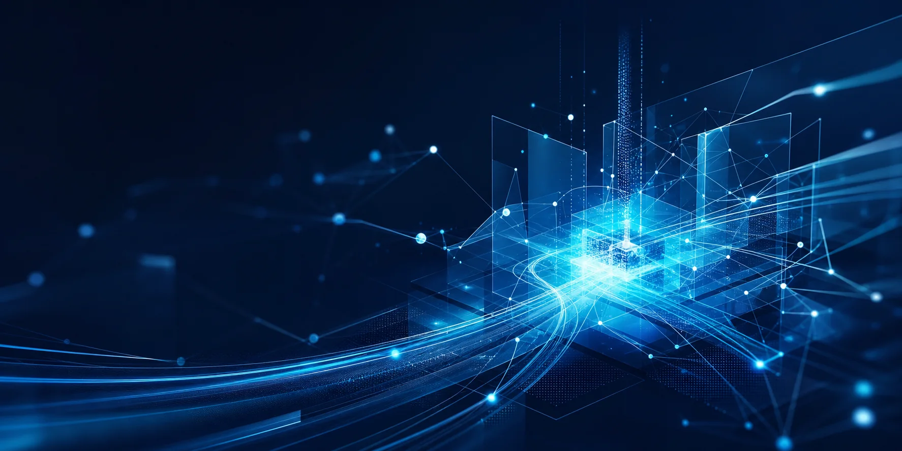 Abstract visualization of connected digital systems and data flows
